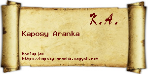 Kaposy Aranka névjegykártya